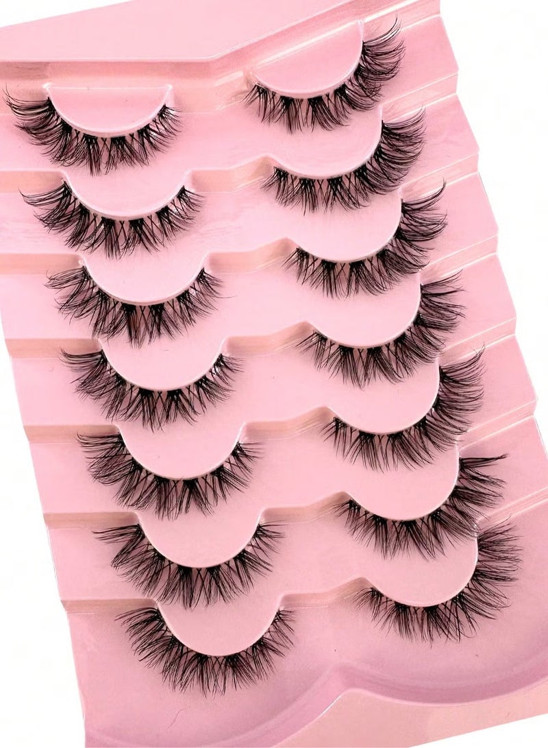 HTKCRX ( 7 Pairs)Fluffy Messy Faux False Eyelashes,Soft Curly False Lashes,Reusable False Eyelashes Volume & Thickness Eyelashes for Make up - Image 5